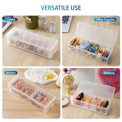2 Pack Cable Organizer Storage Box with 16 Cable Ties, Clear Phone Charger Organizer Case Wire Organizers for Cords Electronic Storage Box for Drawer Desk Office Home