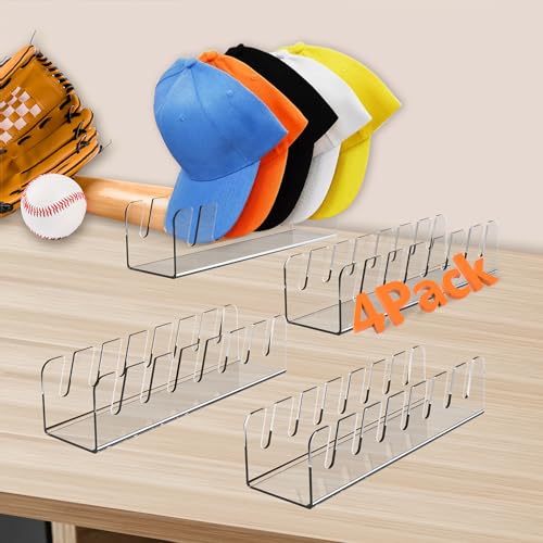 4 Pack Hat Storage Organizer for Baseball Caps - A... (Clear | Plastic)