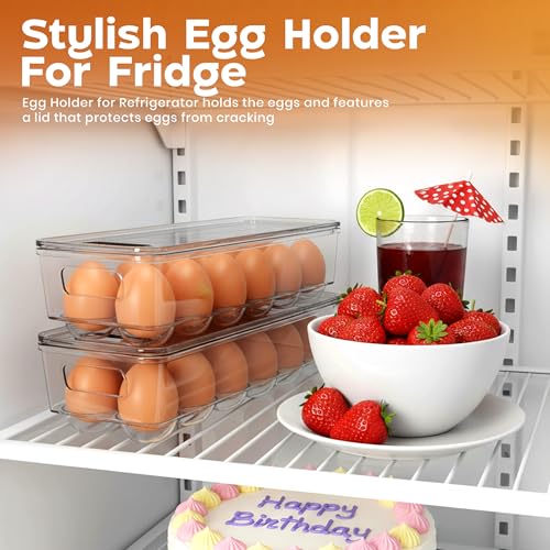 Utopia Home Egg Holder for Fridge, Stackable Egg Container, 2 Pack, Clear