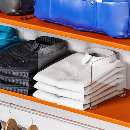 10 Pack Acrylic Shelf Dividers for Closet Organization - Suitable for All Cupboard,Wood Shelves -Clear Closet Dividers for T Shirt,Towel,Bag,Purse Dividers,Handbag Organizer,Sweater Organizer