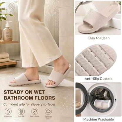 Shower Slides for Men and Women,Non-slip Sandals with Arch Support | Comfort Slippers with Arch Support,Flip-flops for College Dorm Pool Beach Camping Gym Bedroom Travel,Indoor&Outdoor,Casual