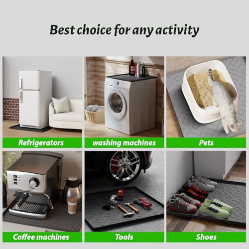 Mini Fridge Silicone Mat 19.7"x19.7"x0.47" - Non-Slip, Spill-Proof, Drip Prevention | Ideal for Refrigerators, Washing Machines, Dryers, Wine Coolers, and Dishwashers