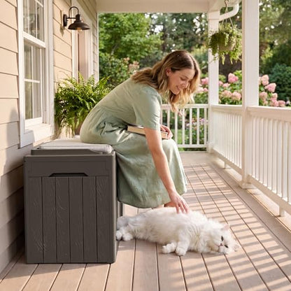 JUMMICO 31 Gallon Resin Deck Box Waterproof Outdoor Storage Boxes | for Patio Furniture Cushions and Garden Tools