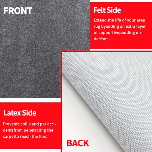 Waterproof Rug Pad Round 1/4 Thick Waterproof Non-Slip Rug Pad， Pad for Hardwood Floors， Rug Pads for All Floors and Finishes, Keeps Carpets in Place Soft and Safe（6FT）
