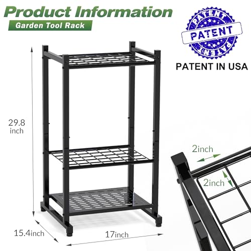 Tool Organizer for Garden, Garage Tool Organizer & Garage Organization – Heavy Duty Steel Garden Tool Organizer Stand Holds 35 Tools/Rakes/Brooms, Tool Storage Rack for Shed/Outdoor, Garage Organizer