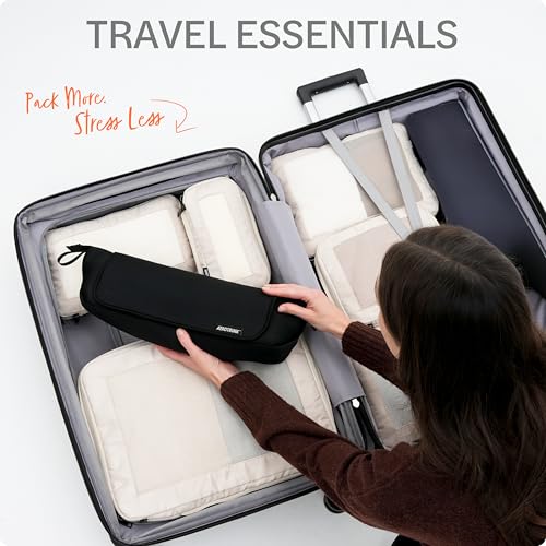 Hair Tools Organizer - Hot Hair Tools Travel Bag with Heat Resistant Mat, Large Capacity Pouch for Flat Irons, Curling Wands, Hair Dryers - Black