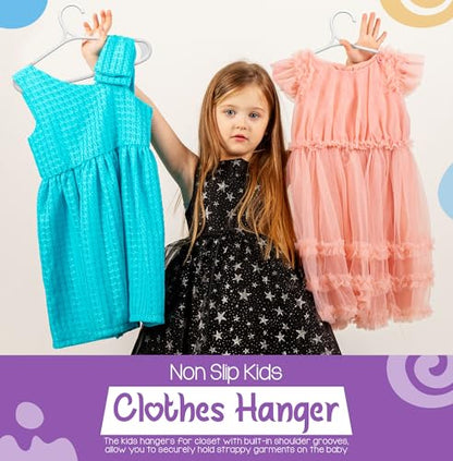Utopia Home Kids Hangers 60 Pack – 11 Inch Non-Slip Baby Hangers White | Non-slip shoulder grooves | Strap hooks | Pants bar | Ideal for children's & infant clothes