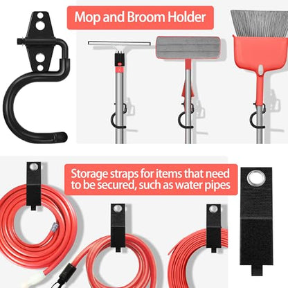 18 Pack Garage Hooks Heavy Duty - Anti-Slip Coating | Garage Storage Hooks for Hanging Bike，Ladder，Garden Tools，Hose