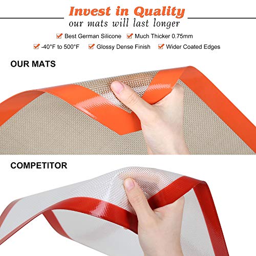 Best German Silicone Baking Mat - Half Sheet Baking Mat, Set of 2 | Non Slip Silicone Baking Sheet, Non Stick Reusable, BPA Free, PFOA Free, Non-toxic, Dishwasher Safe