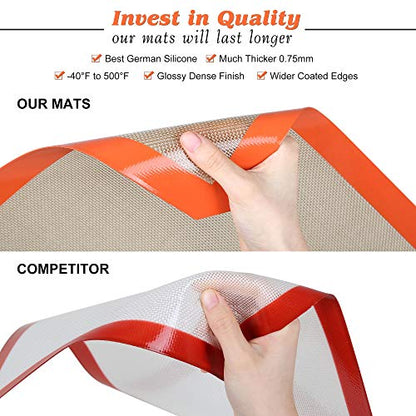 Best German Silicone Baking Mat - Half Sheet Baking Mat, Set of 2 | Non Slip Silicone Baking Sheet, Non Stick Reusable, BPA Free, PFOA Free, Non-toxic, Dishwasher Safe