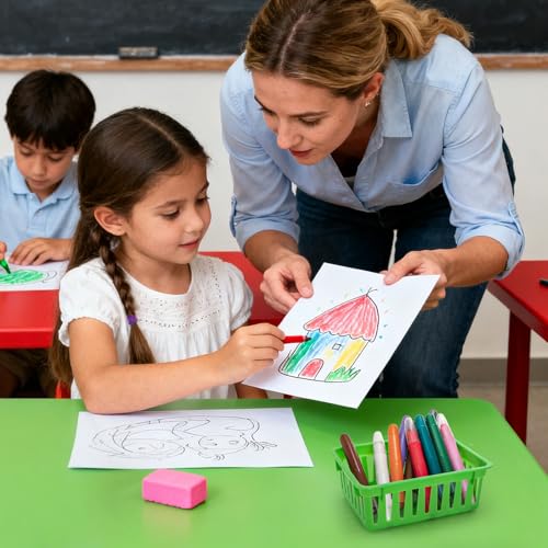 24 Pack Classroom Storage Baskets, Small Plastic Baskets for Organizing, Colorful Storage Trays, Crayon Pencil Containers Organizer Bins for Desk, Drawer, Home, Office, 6.1"L x 4.7"W x 2.4"H