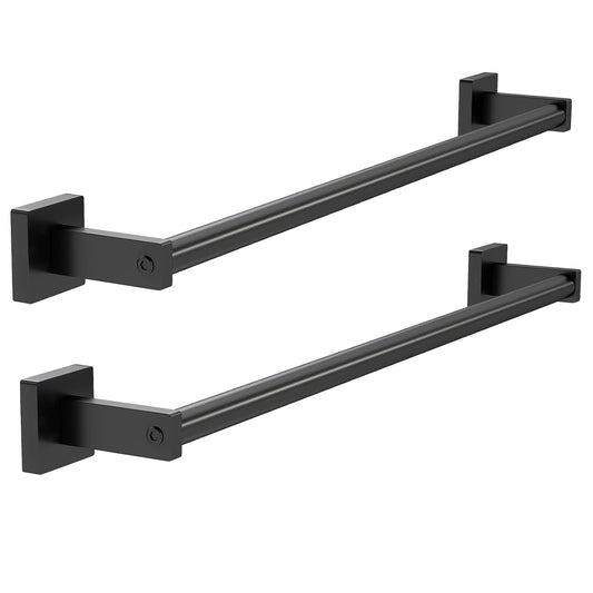 MKO Towel Bar for Bathroom, 24" 2 Pack Wall Mounted Towel Rack, Black | Hand Towel Holder Rod with Heavy-Duty Stainless Steel for Bathroom Kitchen Hanger, 2 Pack Value