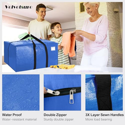 Heavy Duty Extra Large Moving Bags W/Backpack Straps - Strong Handles & Zippers, Storage Totes For Space Saving, Fold Flat, Alternative to Box and Bin (Set of 6, Multicolor)