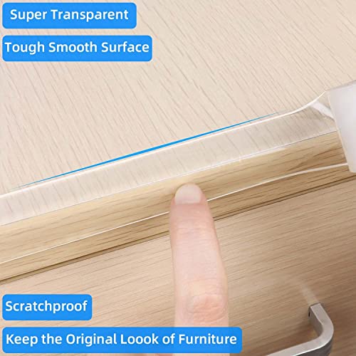 Clear Edge Protector Strip,1 Pack x 1.18in x 9.84FT | Sharp Edge Wrap Cover Tape, Self Adhesive Protective Bumper Guards for Cabinet Door Desk Bed Furniture Waterproof