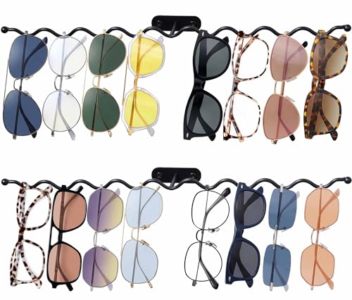 AQAREA Wall Mounted Sunglasses Organizer: Industrial Metal Glasses Holder Stand with Large Capacity