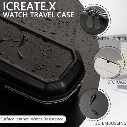 Watch Travel Case, Storage Watch Box for Men (3 Slots +Single) | 3 Slots Watch Cases, Single Watch Case, EVA Hard Shell, Zippered Organizer, Suitable for Wristwatches and Smart Watches