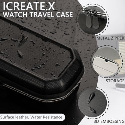 Watch Travel Case, Storage Watch Box for Men (3 Slots +Single) | 3 Slots Watch Cases, Single Watch Case, EVA Hard Shell, Zippered Organizer, Suitable for Wristwatches and Smart Watches