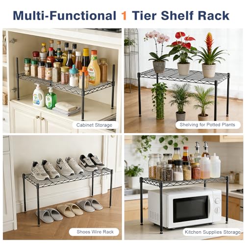 1-Tier Wire Shelf Rack,30" Wx14 Dx17 H,Single Metal Shelves Rack | Height Adjustable Metal Wire Shelving Unit and Storage for Kitchen,Cabinet,Countertop,Under-Sink,Closet,Pantry,Bathroom