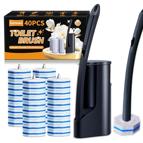 Disposable Toilet Brush - Toilet Bowl Cleaner, Toi... (Black | Plastic)