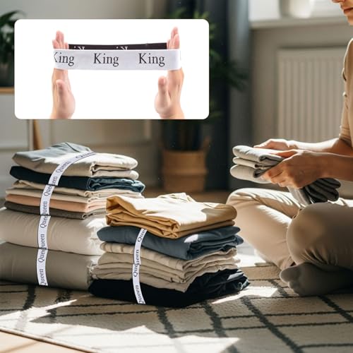 20PCS Bed Sheet Organizer Bands, Storage Labels and Sheet Keepers for Linen Closet - Elastic Bedding Straps for Foldable Bedsheet, Pillow Case, Duvet
