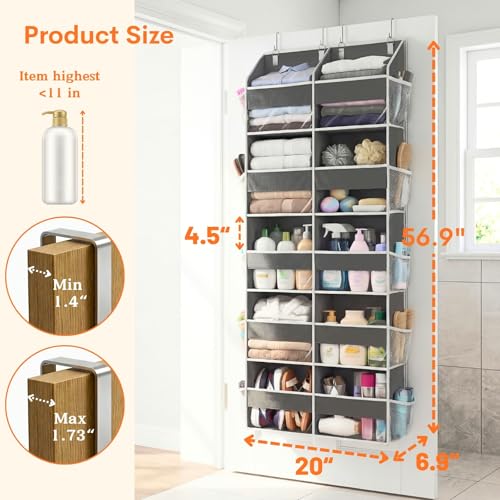 5-Tier Over Door Organizer, 10-Compartment Wide Storage Rack | 20" wide, 80 lbs for heavy family use, 10 side pockets, fits doors for closet, nursery, entryway, dorm, RV, laundry room