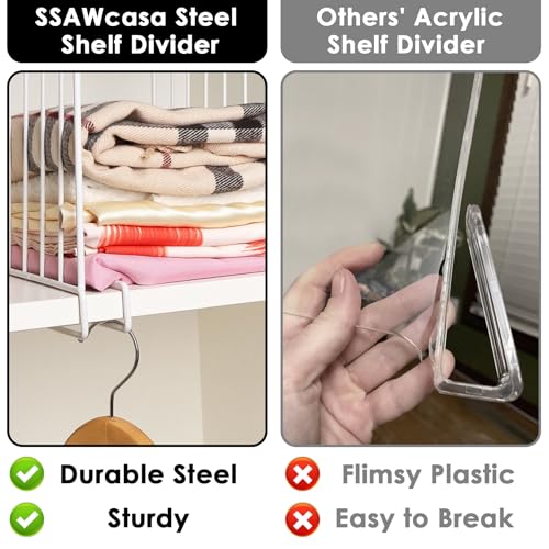 Shelf Dividers, 8 Pack Closet Organizers and Storage, Metal Closet Dividers Shelf Organizer for Wood Shelves, Linen Closet Organization Separators for Purse Handbag Sweater Clothes Wardrobe Cabinet