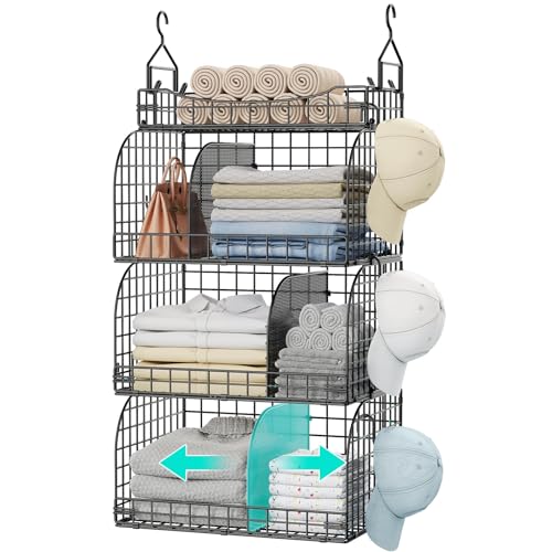 Hanging Closet Organizer Storage - 4 Tier Metal St... (Black | Metal)