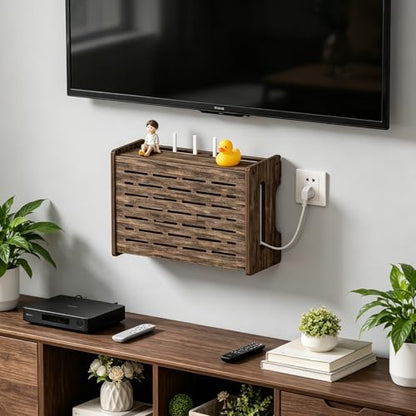 Router Box Hider, Wood Cable Shelf for Modem, Wall Mount