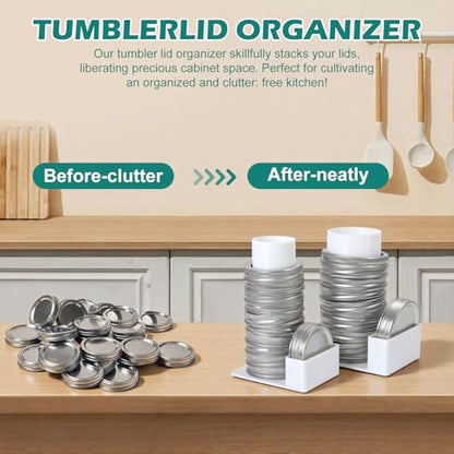 Mason Jar Lid Organizer and Storage, Canning Lids Holder Compatible with Regular and Wide Mouth, Holds 12 Lids&12 Rings per Pack (Set of 2) - White