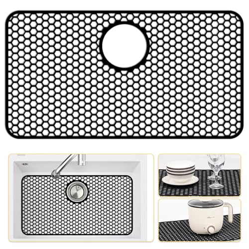 Silicone Sink Protectors for Kitchen Sink -12" 13"... (‎Black(1 Pack))