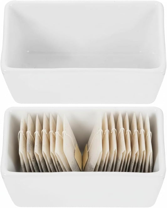 2PCS Ceramic Sugar Packet Holder for Coffee Bar, S... (White | Ceramic)