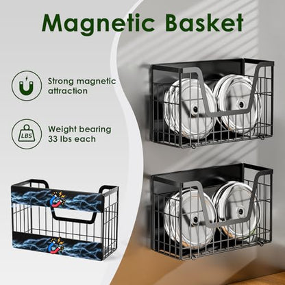 2 Pack Magnetic Shelf for Fridge, Fruit Potato & Onion Storage Bins | Magnetic Baskets for Fridge Shelves, Side of Fridge Storage Magnetic Spice Rack for Refrigerator Kitchen Laundry Organizer