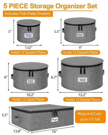 China Storage Containers 5-Piece Hard Shell Dinnerware Set Moving Boxes | Hard shell sides and bottom, quilted and stackable plate & dish protectors, plus adjustable mug and cup storage for moving