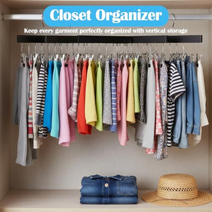 Legging Organizer for Closet Hanging 4 Pcs Pant Legging Hanger with 12 Clip | For Closet,Hold 48 Pants, Jeans, Hats, Shorts, Socks, 360° Rotating Space Saving Hanging Clothes Organizer for Closet Storage