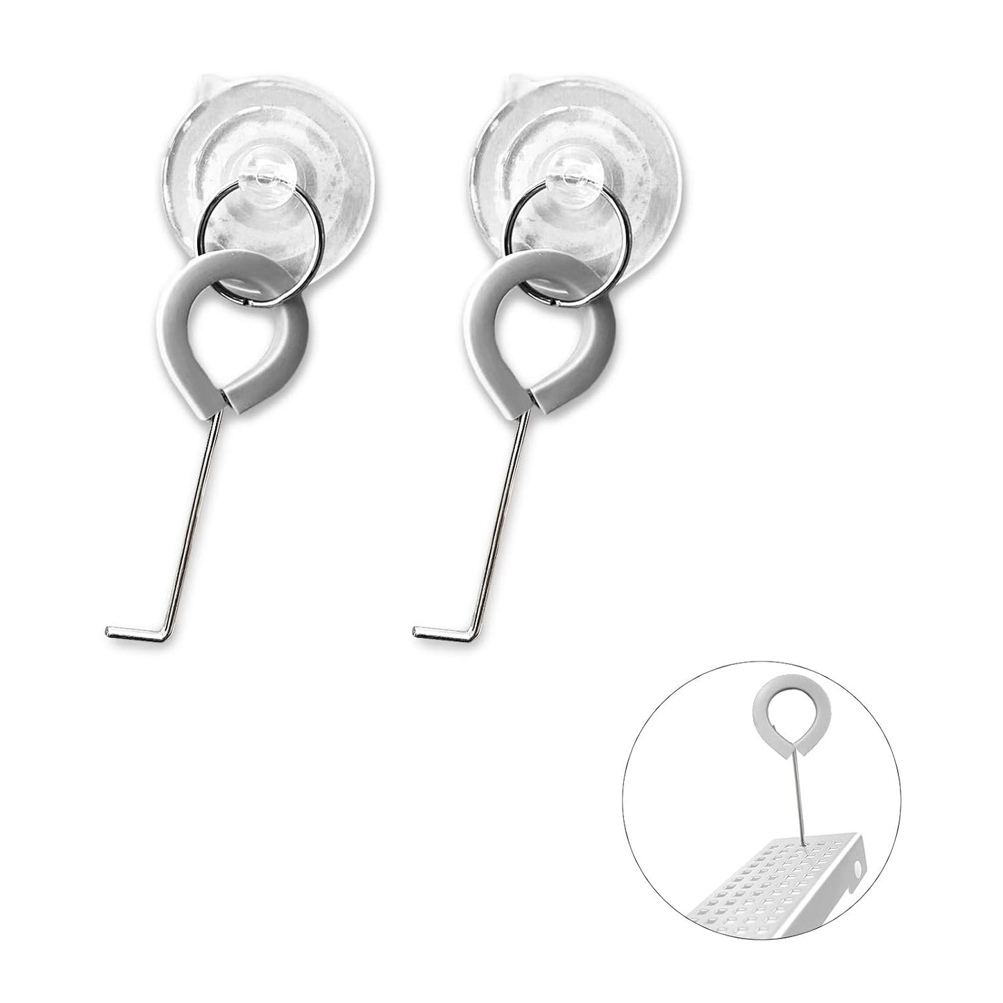 2-Pack Shower Drain Hooks for Drain Cover Removal, Assists with Linear Drain Grate Removal and Clean, Stainless Steel Silicone Protector Extractor Tool.(Gray)