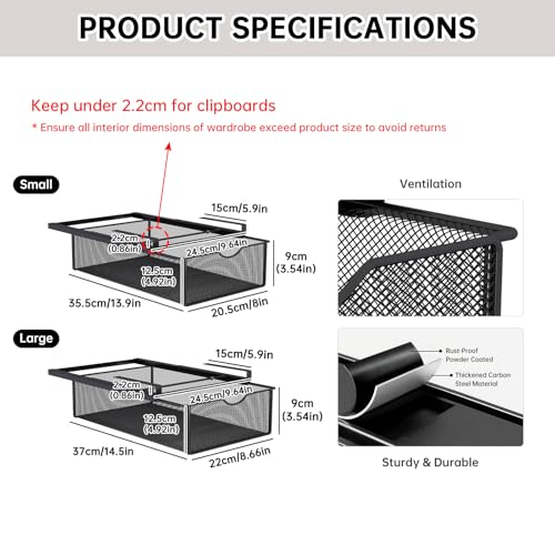 2 Pack Underwear Sock Drawer Organizer Set, Pull-Out Storage Baskets for Bra & Clothing, Closet & Dorm Room Organization Essentials(Black)
