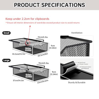 2 Pack Underwear Sock Drawer Organizer Set, Pull-Out Storage Baskets for Bra & Clothing, Closet & Dorm Room Organization Essentials(Black)