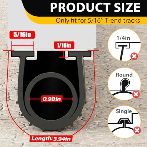 Jin&Bao Garage Door Bottom Rubber Seal 5/16" T-End 16FT & 2 End Plugs Black | 5/16" T-end garage door seal,double weather barrier,2 end plugs,flexible rubber,easy trim,tool-free slide-in install