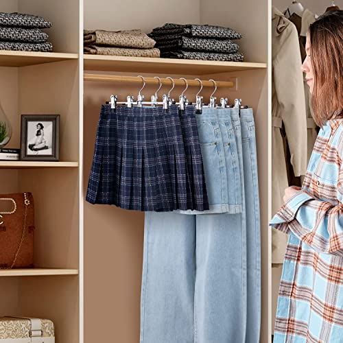 30 Pack Pants Hangers with Clips Skirt Hangers for Women Shorts Hangers Heavy Duty Metal Clothes Hanger for Closet Space Saving Non Slip Trousers Hanger Jeans Hanger for Men,Black,14 Inch