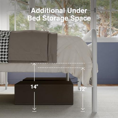 Novilla Metal Full Size Bed Frame - Modern Minimalist Victorian Style with Headboard/Footboard, Heavy-Duty Steel Slats/Underbed Storage/No Box Spring Needed/Easy Assembly/Noise Free/White