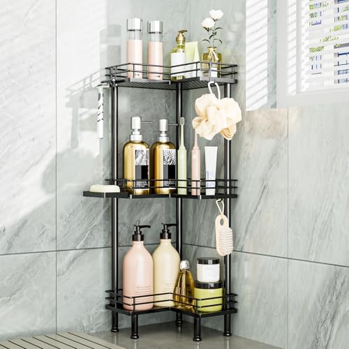 Corner Shower Caddy Standing - 3-Tier Stainless St...