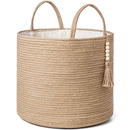 Woven Storage Basket for Blanket, Toys Plant Organ... (Brown | Jute)