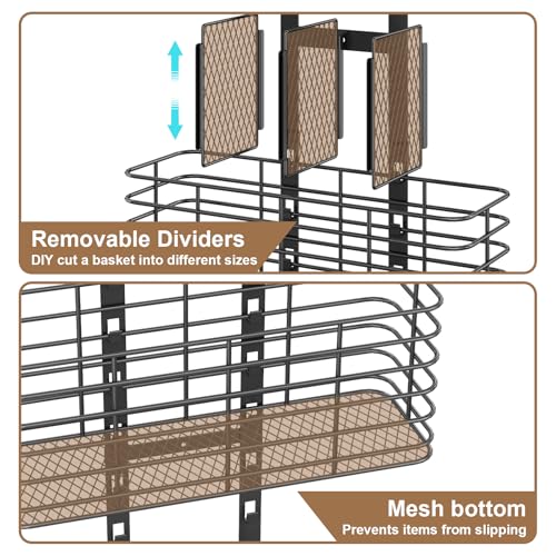 5-Tier Over The Door Organizer Bathroom - Hair Dryer Holder - Hair Tool Organizer Adjustable Height, DIY Bathroom Storage Shelf Wall Mounted for Flat/Curling Irons, Straighteners, Skincare