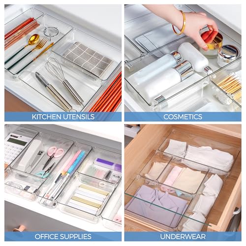 6 Pack Drawer Organizer - 6" X 9" Plastic Storage... (6 Count | Transparent)