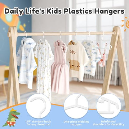 Baby Hangers 100 Pack Non-Slip Kids Plastic Hangers for Closet, Space Saving Toddler Hanger for Infant Clothing, Childrens Hanger for Child, White