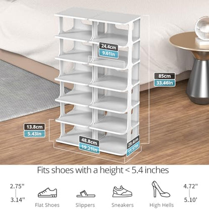 ZOINLIY Stackable Shoe Organizer for Closet, Small Shoe Rack for Entryway, Bedroom, Dorm Rooms, Free Standing Shoe Shelf, Plastic Shoe Cubby for Small Space, Grey Space Saver Shoe Holder