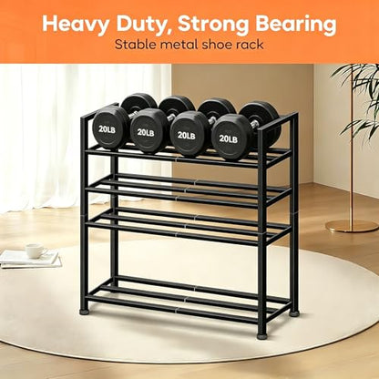5-Tier Heavy Duty Shoe Rack for Garage Entryway, Stackable Shoe Organizer for 25 Pairs Men Boots, Shoe Rack for Closet Metal Shoe Storage Shelf, Floor, Hallway (Black)