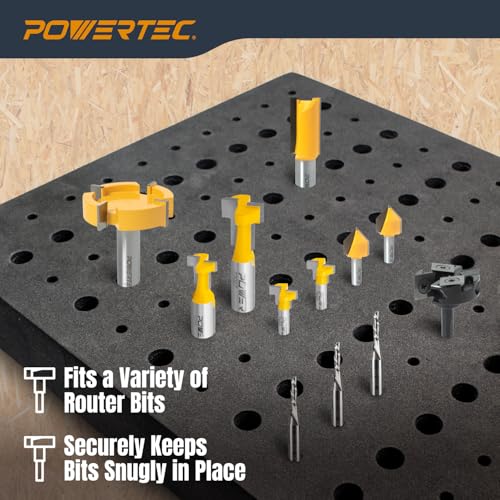 POWERTEC Router Bit Storage Inserts for 110 Bits, 50PCS 1/2" and 60PCS 1/4" Shank Router Bits, Routers Bit Holder, Bits Organizer with High Density Foam, Fits Toolbox, Drawer, Workstation (71046)