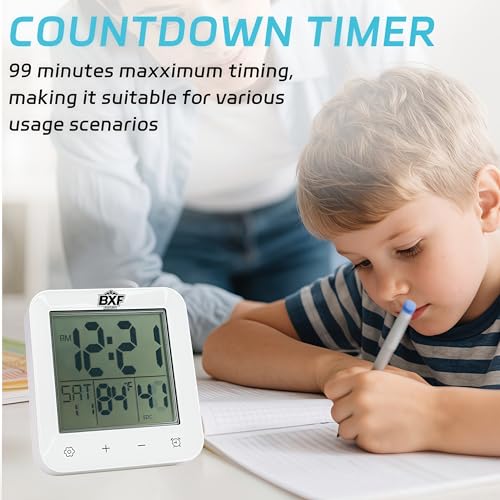 Digital Shower Clock Waterproof,Bathroom Extra Large LCD Screen Wall Clock Timer,Countdown,Moisture Proof,Anti Splash,Display Temperature,Time,Date and Week,Suction Cup,Hanging,Hole Stand