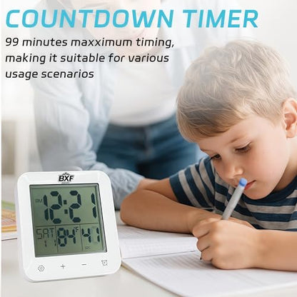 Digital Shower Clock Waterproof,Bathroom Extra Large LCD Screen Wall Clock Timer,Countdown,Moisture Proof,Anti Splash,Display Temperature,Time,Date and Week,Suction Cup,Hanging,Hole Stand